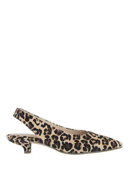 Gabor Arya Suede Leopard Print Kitten Heel Slingback Court Shoes, Beige/Brown, Beige/Brown