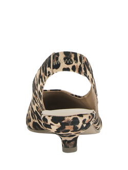 Gabor Arya Suede Leopard Print Kitten Heel Slingback Court Shoes, Beige/Brown - view 2, Beige/Brown