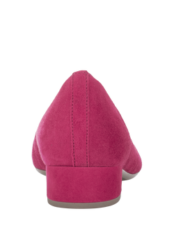 Gabor Betty Suede Low Heel Court Shoes, Pink/Fuschia - view 2, Pink/Fuschia
