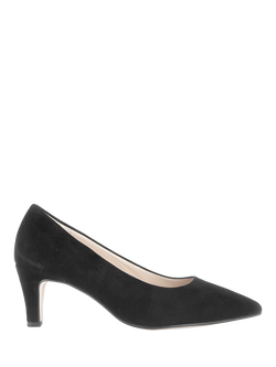Gabor Daze Suede Pointed Toe Cone Heel Court Shoes, Black, Black