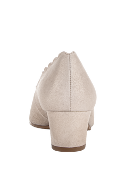 Gabor Gigi Wide Fit Leather Scallop Edge Block Heel Court Shoes, Muschel - view 2, Muschel