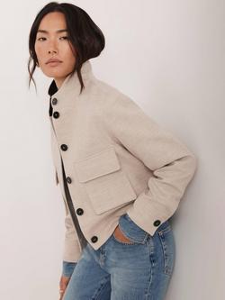 Mint Velvet Herringbone Wool Blend Jacket, Natural - view 2, Natural