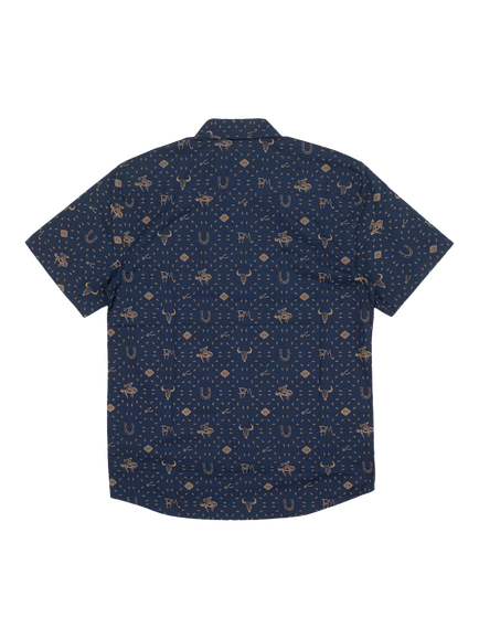 Pendleton Leramie Cotton Short Sleeve Shirt, Western Navy - view 2, Western Navy