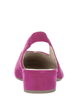 Gabor Mack Suede Slingback Court Shoes, Fuchsia - view 2, Fuchsia