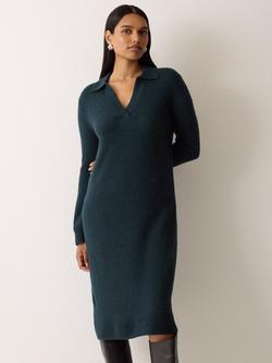 Jigsaw Compact Collar Wool Rich Dress, Green, Green