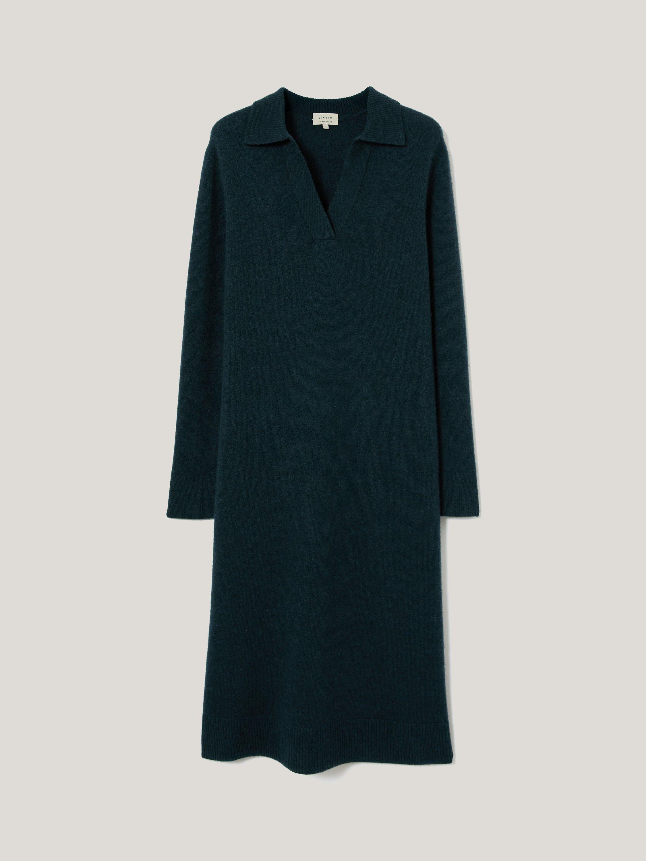 Product image 5 of 5, which shows Jigsaw Compact Collar Wool Rich Dress, Green, L