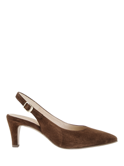 Gabor Lazona Slingback Suede Court Shoes, Cacao, Cacao