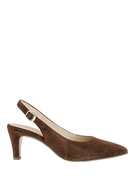 Gabor Lazona Slingback Suede Court Shoes, Cacao, Cacao