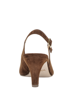 Gabor Lazona Slingback Suede Court Shoes, Cacao - view 2, Cacao