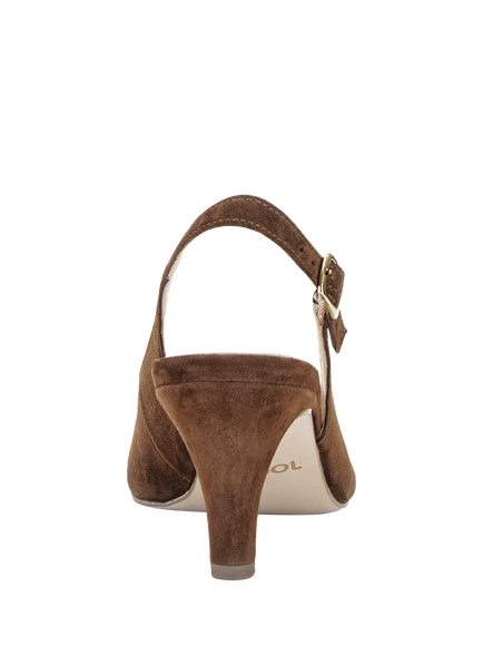 Gabor Lazona Slingback Suede Court Shoes, Cacao - view 2, Cacao