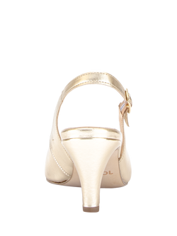 Gabor Lazona Metallic Slingback Leather Court Shoes, Platino - view 2, Platino
