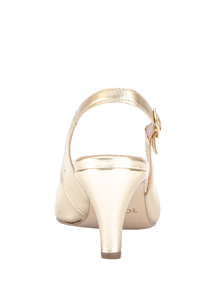 Gabor Lazona Metallic Slingback Leather Court Shoes, Platino - view 2, Platino