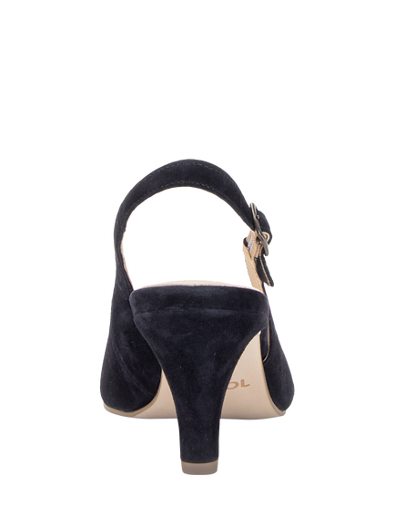 Gabor Lazona Slingback Suede Court Shoes, Dark Blue - view 2, Dark Blue