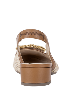 Gabor Maddy Raffia Slingback Court Shoes, Tan - view 2, Tan