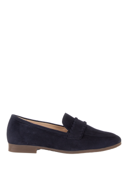 Gabor Wide Fit Calm Whipstitch Suede Loafers, Navy, Navy