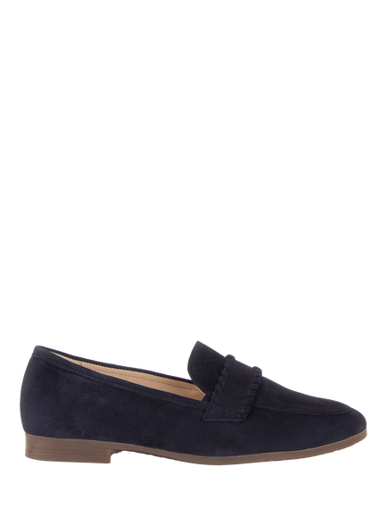 Gabor Wide Fit Calm Whipstitch Suede Loafers, Navy, Navy