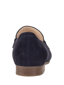 Gabor Wide Fit Calm Whipstitch Suede Loafers, Navy - view 2, Navy