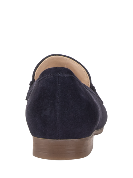 Gabor Wide Fit Calm Whipstitch Suede Loafers, Navy - view 2, Navy