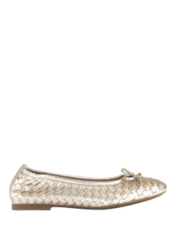 Gabor Jacinta Woven Leather Ballerina Pumps, Champagne, Champagne