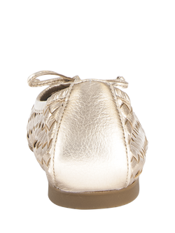 Gabor Jacinta Woven Leather Ballerina Pumps, Champagne - view 2, Champagne