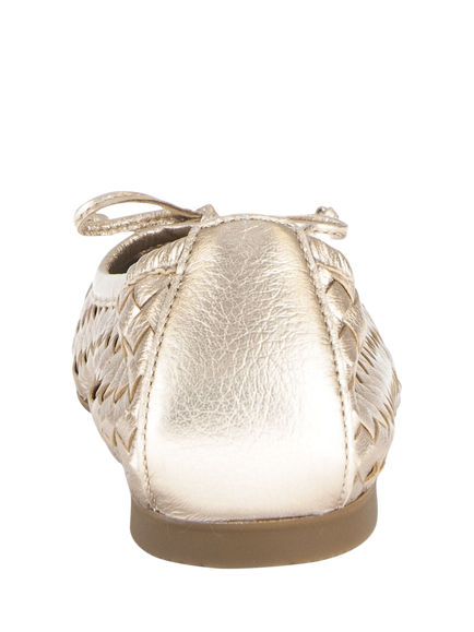 Gabor Jacinta Woven Leather Ballerina Pumps, Champagne - view 2, Champagne