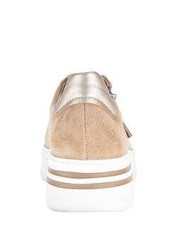 Gabor Wide Fit Kara Suede Trainers, Sand - view 2, Sand