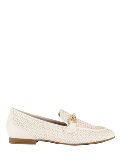 Gabor Vivien Woven Leather Loafers, White, White
