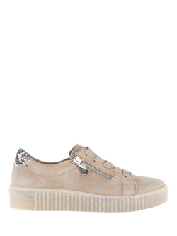 Gabor Wisdom Snake Detail Suede Trainers, Sand, Sand