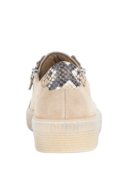 Gabor Wisdom Snake Detail Suede Trainers, Sand - view 2, Sand