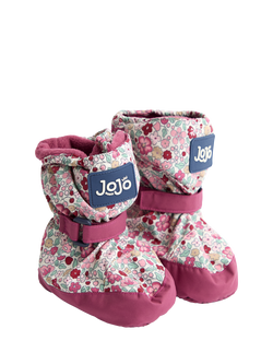 JoJo Maman Bébé Baby Floral Fleece Lined Booties, Pink - view 2, Pink