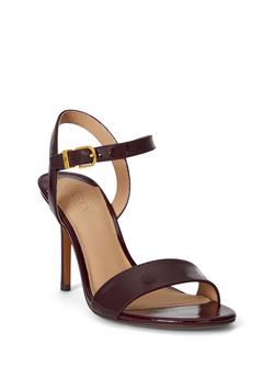 Lauren Ralph Lauren Gwen Crinkle Patent Leather Sandals, Dark Garnet - view 2, Dark Garnet
