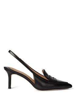 Lauren Ralph Lauren Khloe Leather Slingback Loafer Pumps, Black
