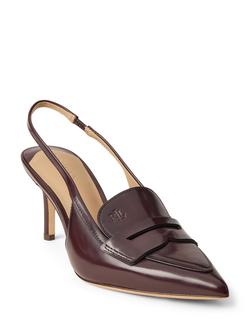 Lauren Ralph Lauren Khloe Leather Slingback Loafer Pumps - view 2, Dark Garnet