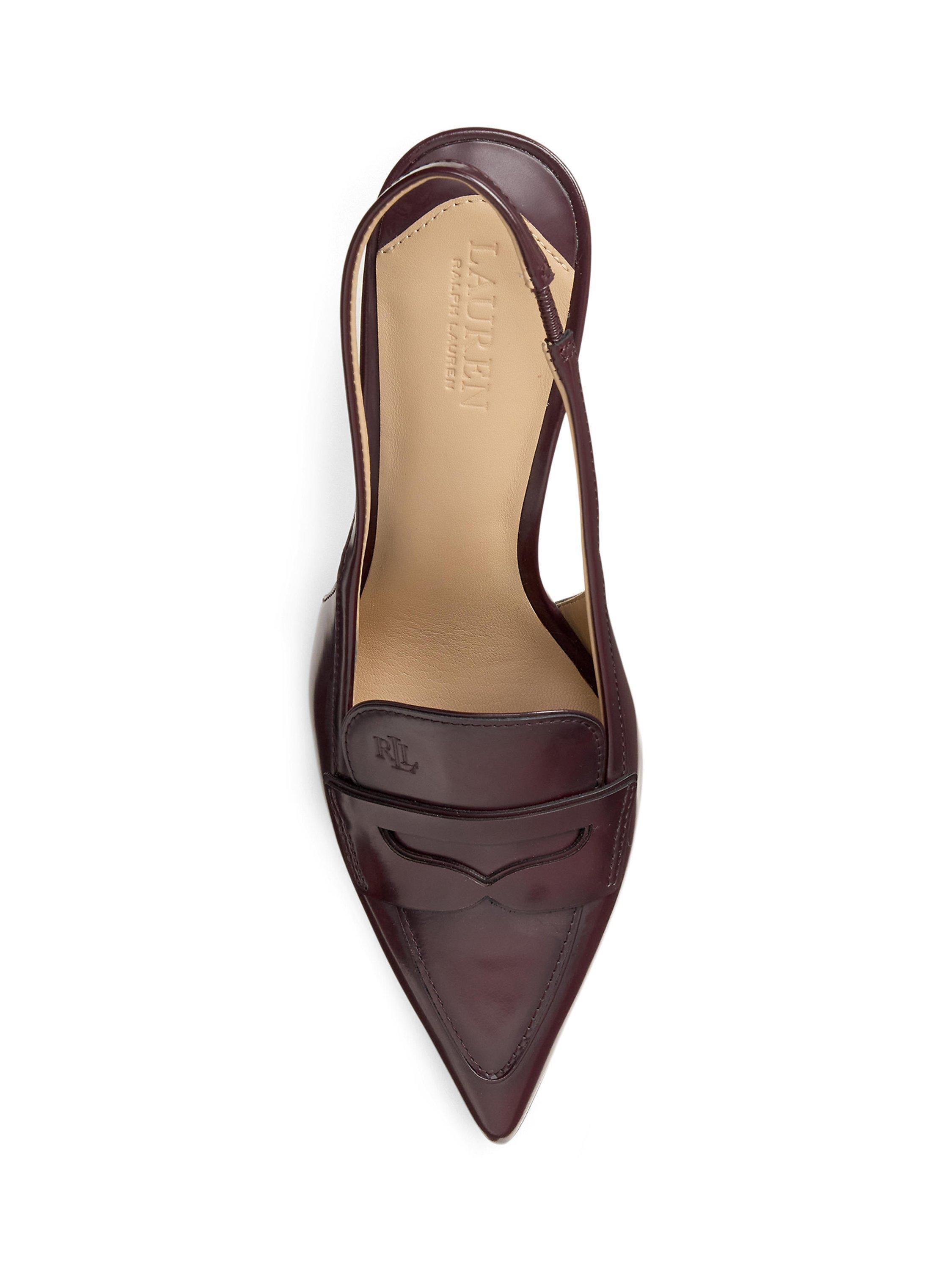 Lauren Ralph Lauren Khloe Leather Slingback Loafer Pumps, Dark Garnet