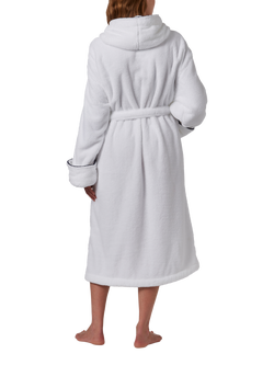 Jasper Conran London Unisex Recycled Polyester Contrast Piped Bath Robe, White/Blue - view 2, White/Blue