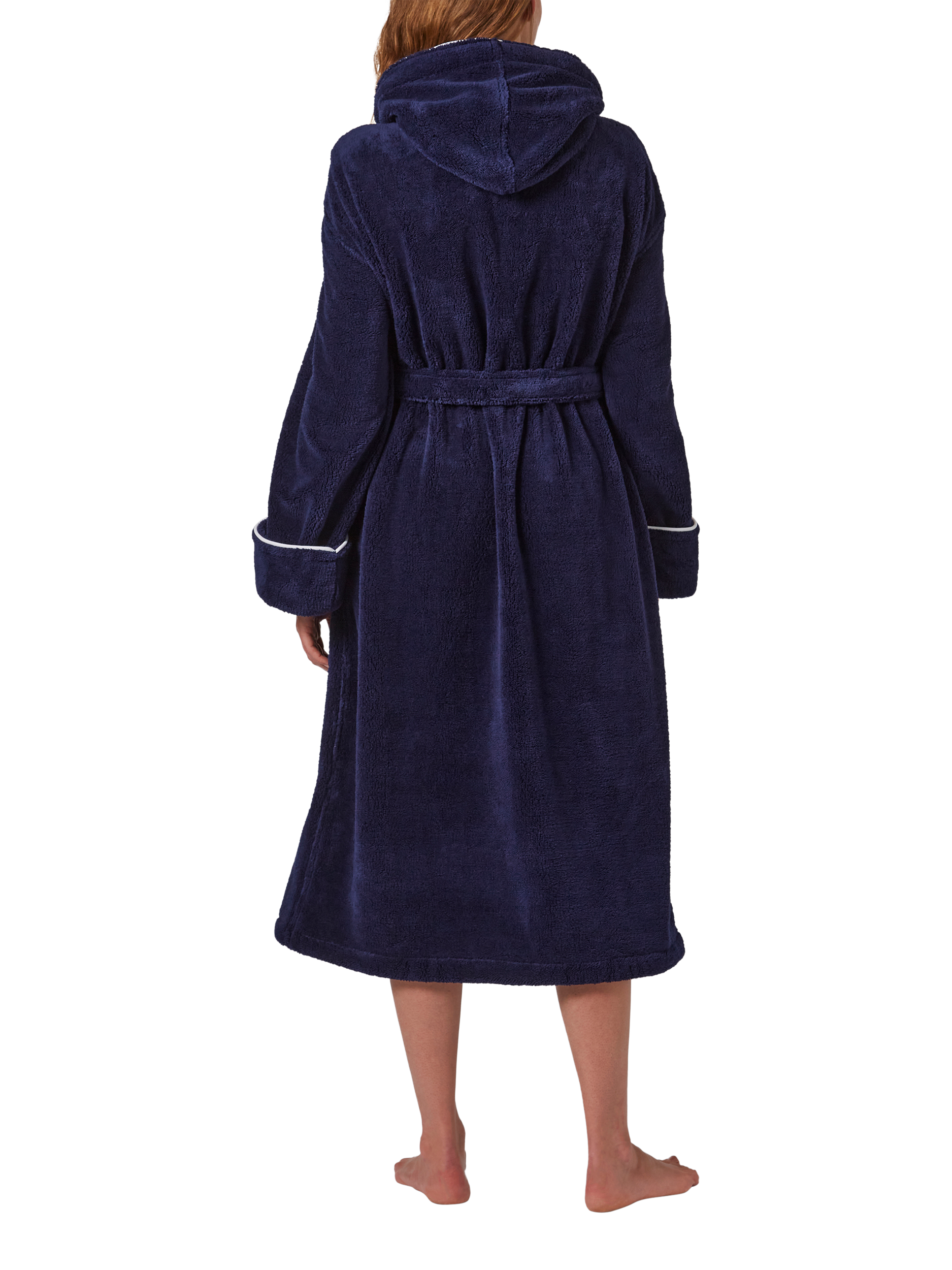 Jasper Conran London Contrast Piping Dressing Gown, Blue/White