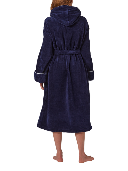 Jasper Conran London Contrast Piping Dressing Gown, Blue/White - view 2, Blue/White
