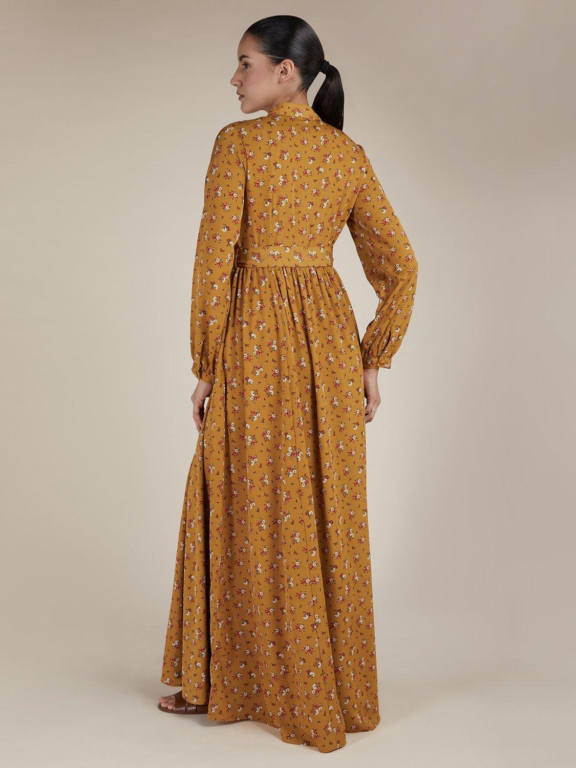 Product image 3 of 4, which shows Aab Floral Maxi Dress, Ochre, S Reg
