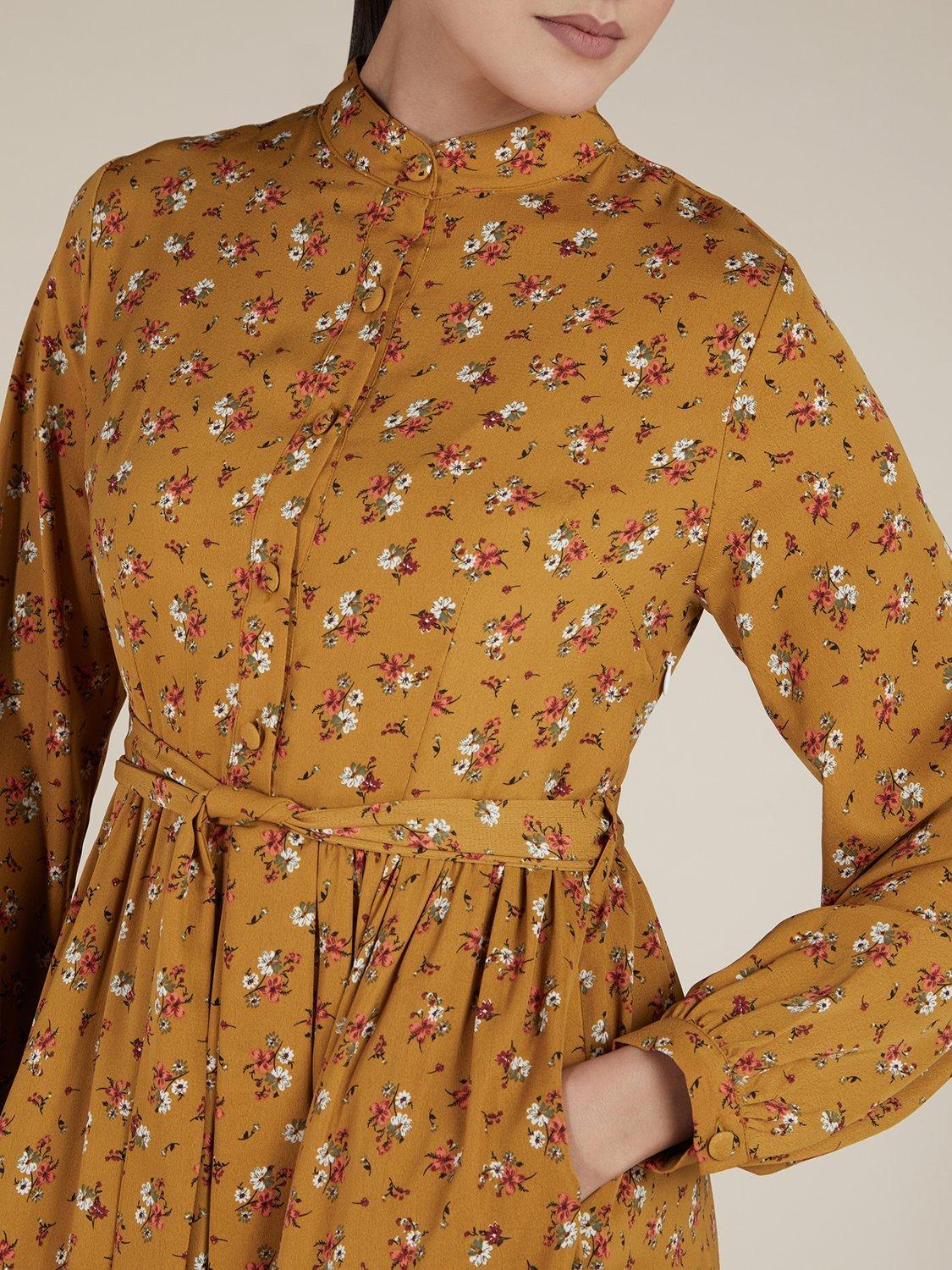 Product image 4 of 4, which shows Aab Floral Maxi Dress, Ochre, S Reg