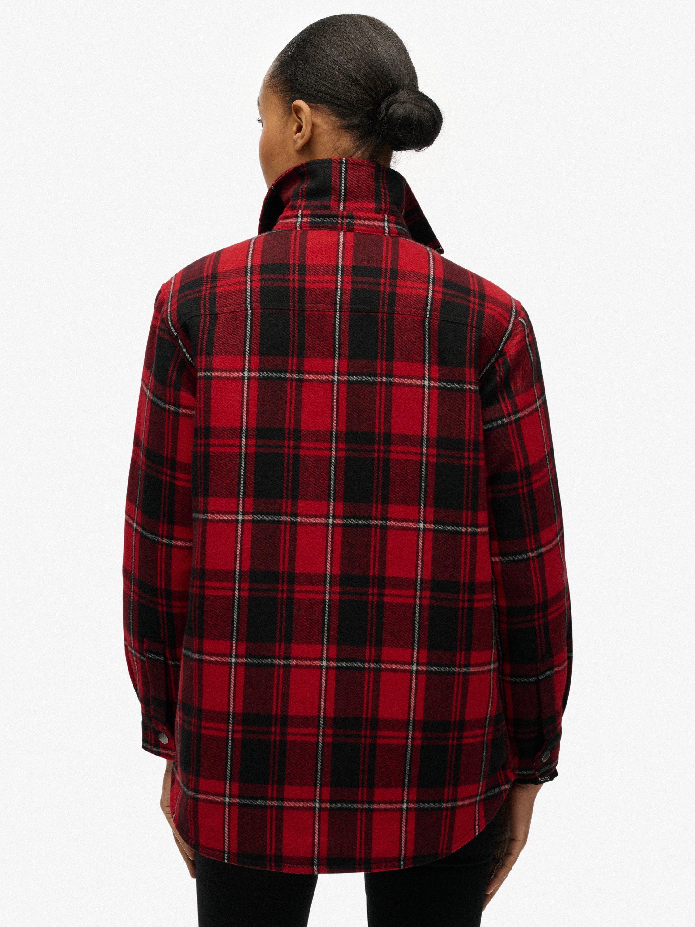 Product image 2 of 6, which shows Superdry Plaid Check Lined Shirt, Red Check, 10