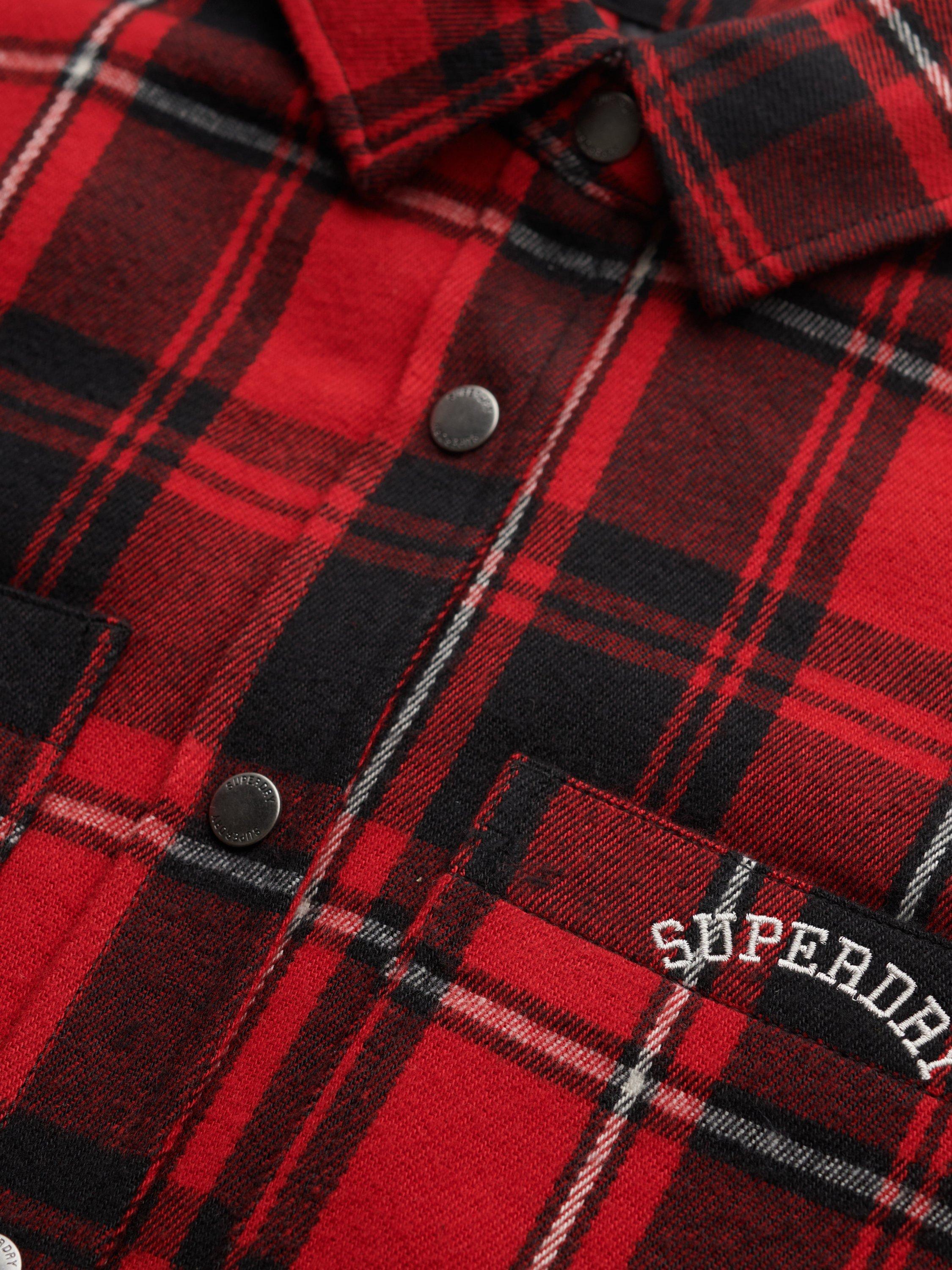 Product image 6 of 6, which shows Superdry Plaid Check Lined Shirt, Red Check, 10