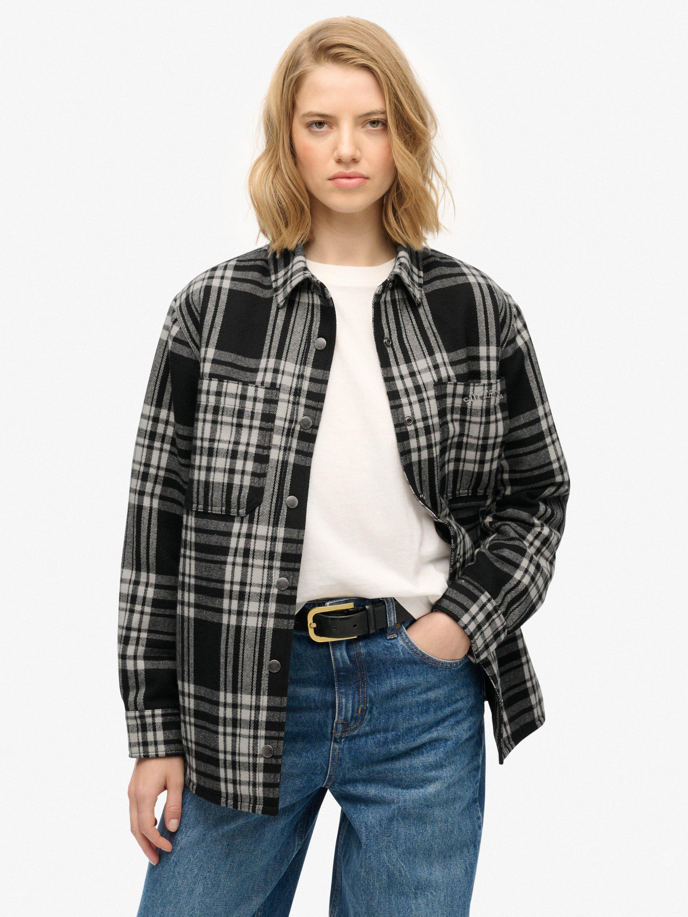 Product image 1 of 6, which shows Superdry Check Lined Shirt, Black, 12