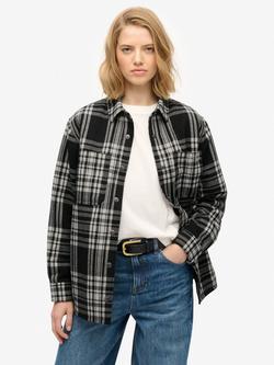 Superdry Check Lined Shirt, Black, Black
