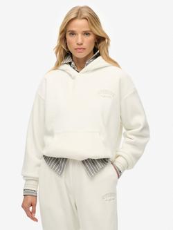 Superdry Country Club Velour Relaxed Hoodie, Off White, Off White