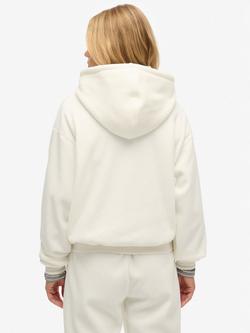 Superdry Country Club Velour Relaxed Hoodie, Off White - view 2, Off White
