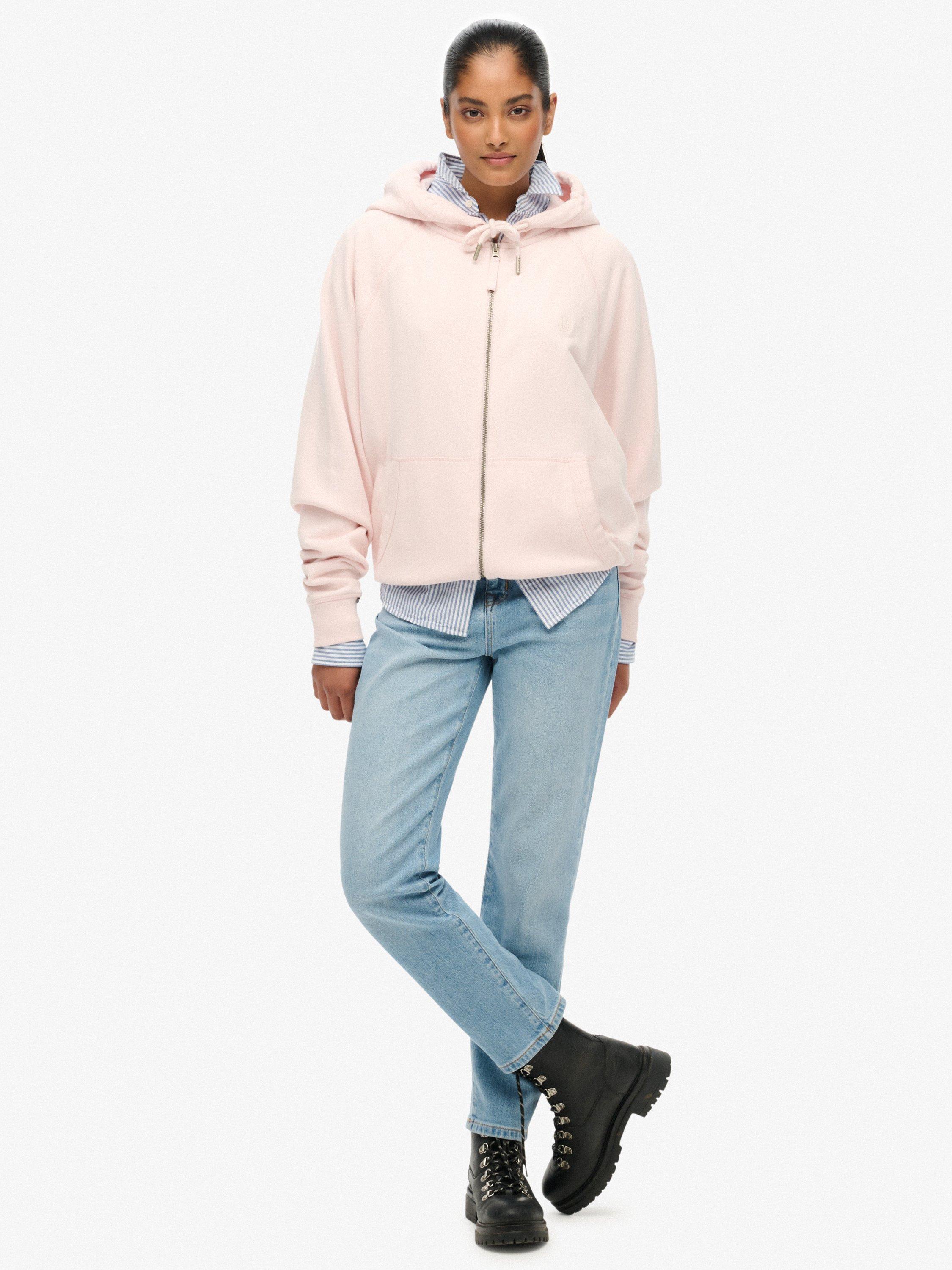 Product image 3 of 6, which shows Superdry Studios Relaxed Zip Hoodie, Mauve, 8