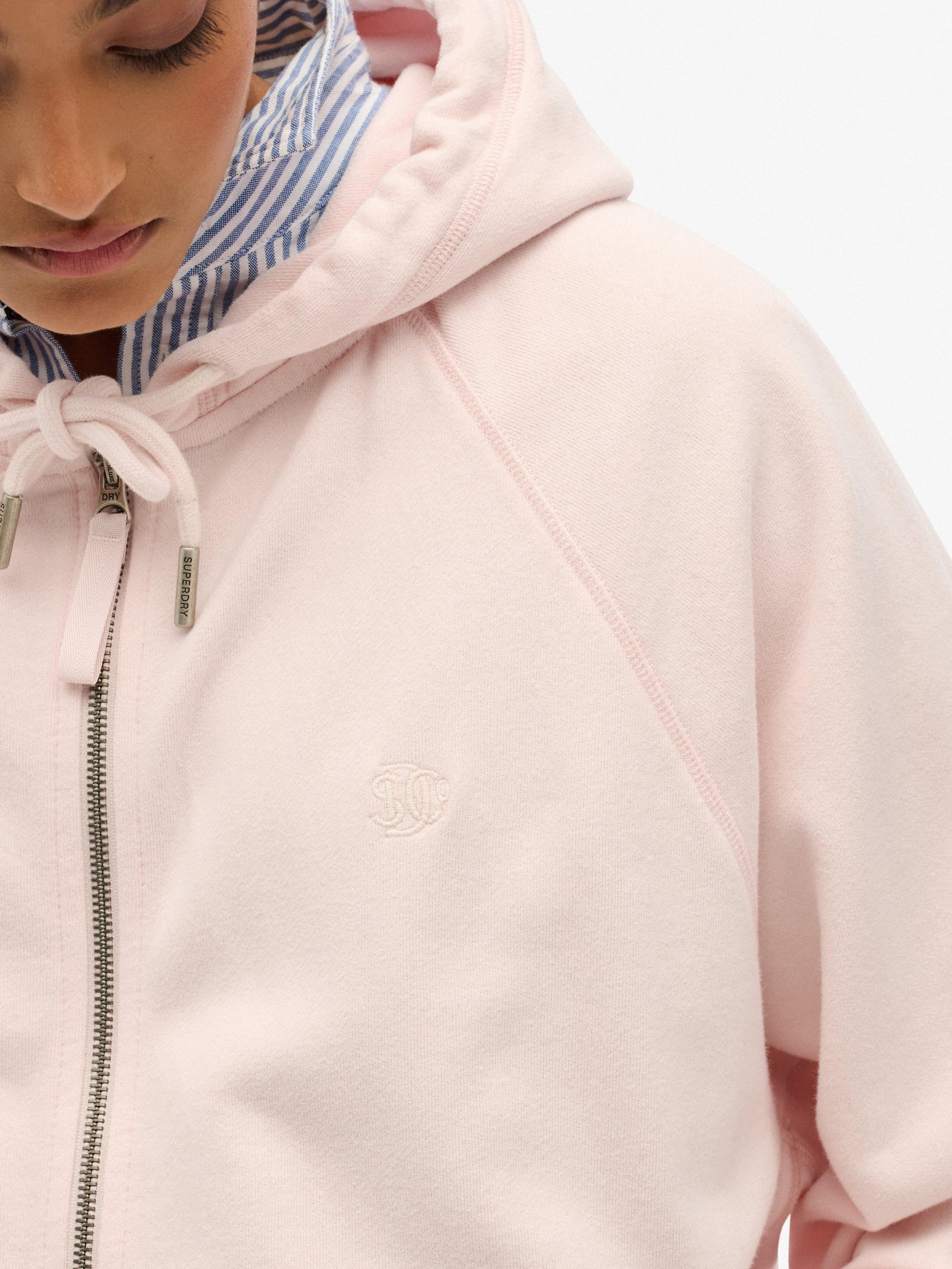 Product image 4 of 6, which shows Superdry Studios Relaxed Zip Hoodie, Mauve, 8
