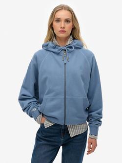 Superdry Studios Relaxed Zip Hoodie, Tidal Blue, Tidal Blue