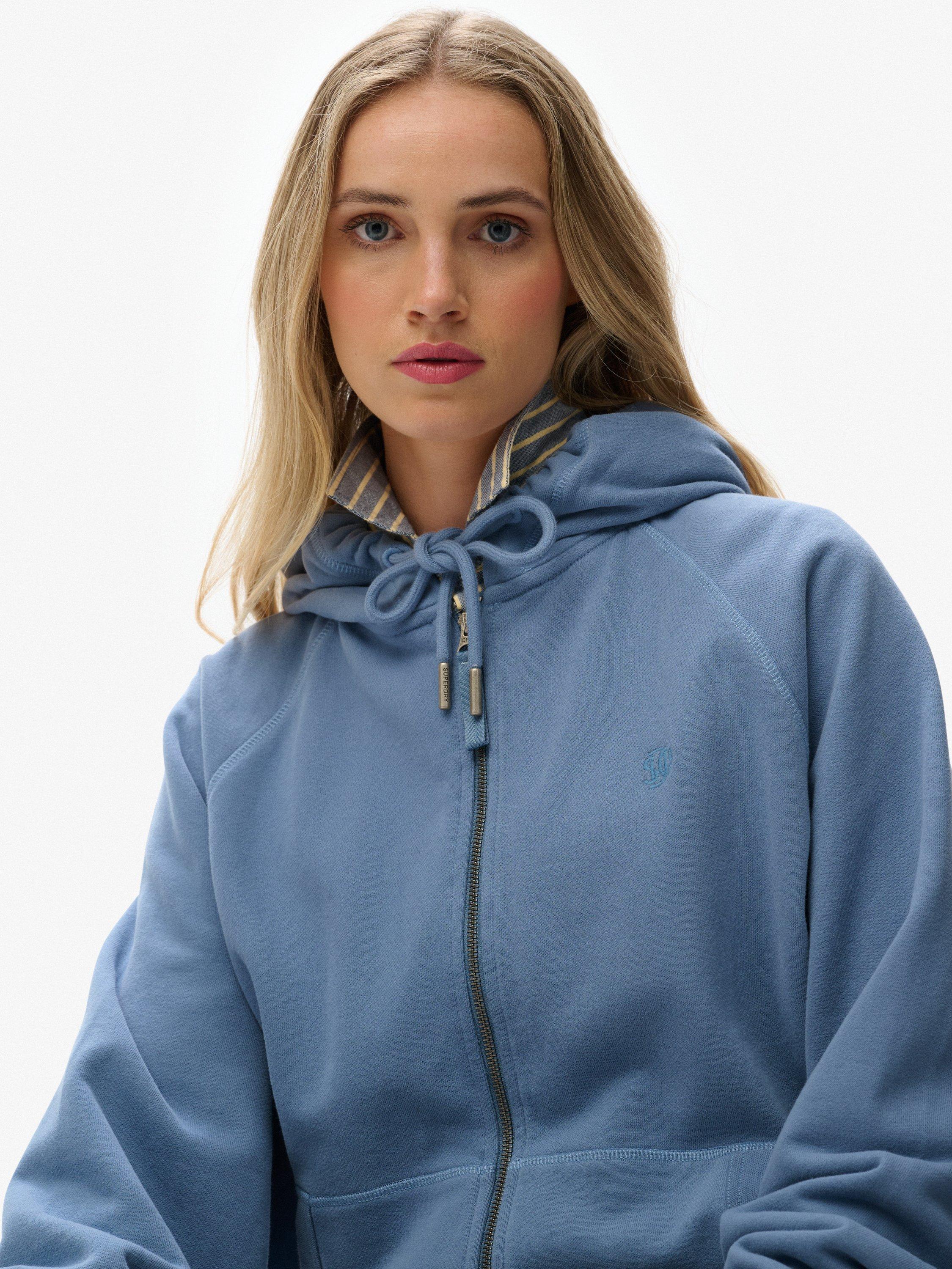 Product image 4 of 6, which shows Superdry Studios Relaxed Zip Hoodie, Tidal Blue, 16
