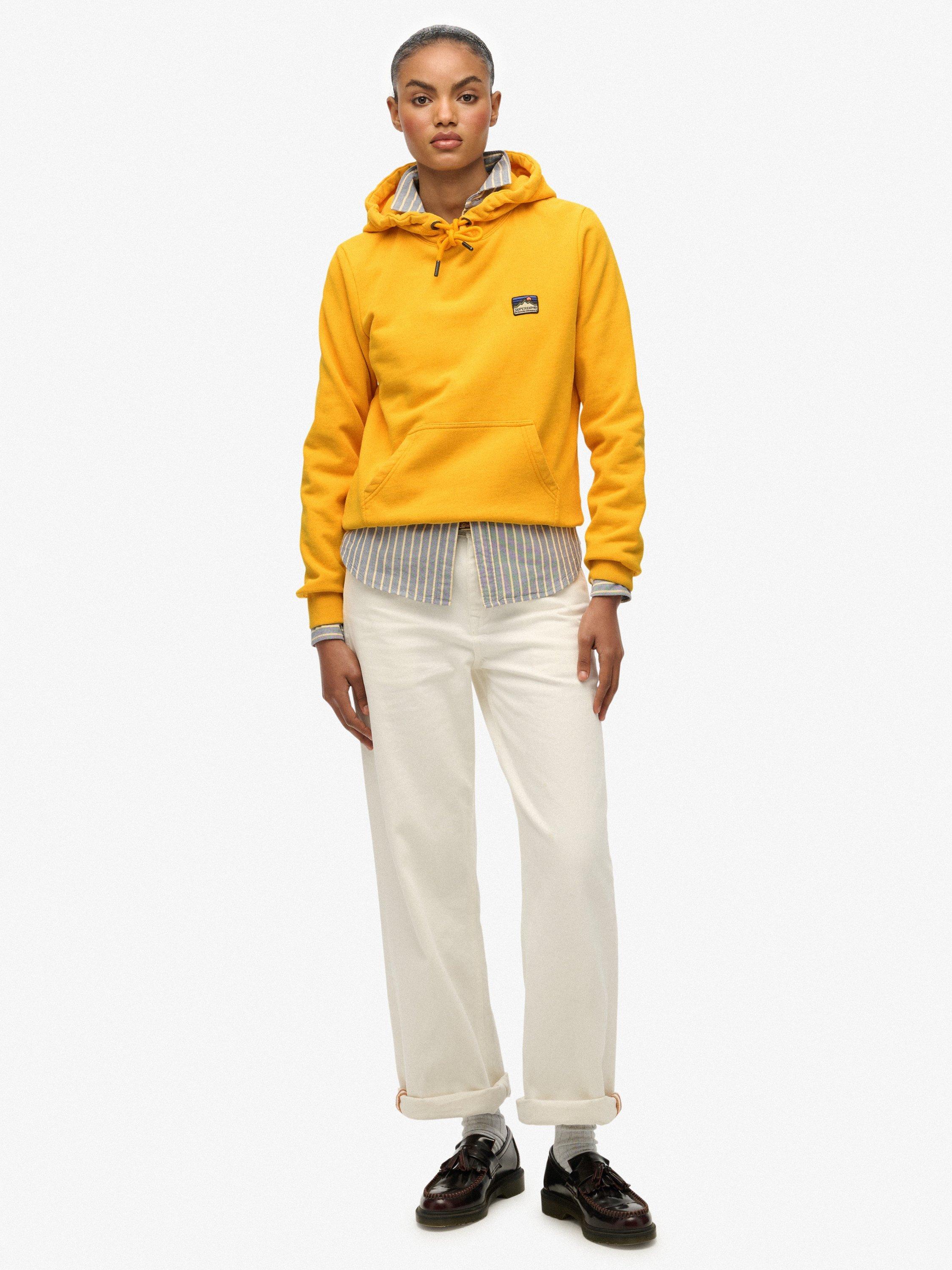 Product image 3 of 6, which shows Superdry Great Outdoors Embroidered Hoodie, Saffron Yellow, 10